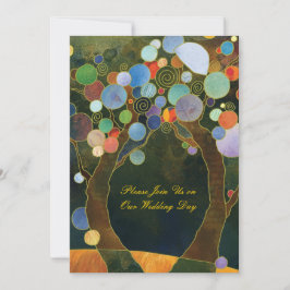 Convites Casamento com Árvores do Amor em Blue Rustic Count