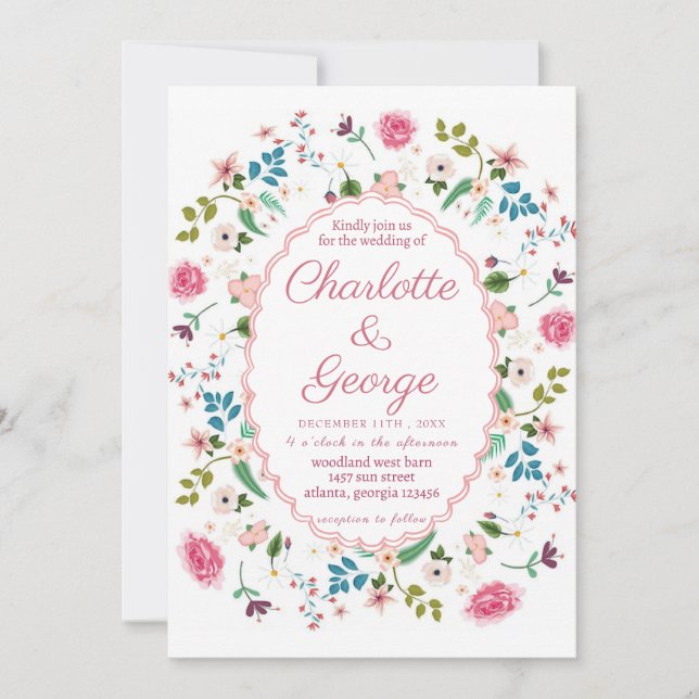 Convites Casamento com as Flores do Jardim (Frente)