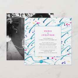 Convites casamento com as ondas tropicais de abstrato art