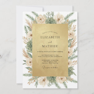 Convites Casamento com Azeitona Champanhe Pampas Eucalipto