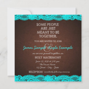 Convites Casamento com Azul e Castanho Russo do País