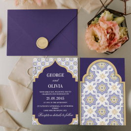 Convites Casamento com Azulejo Marroquino Índigo