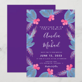 Convites Casamento com Berry Purple, De Manhã De Natal