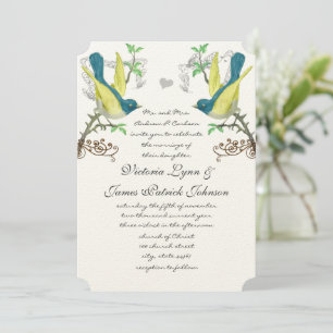 Convites Casamento com Boho Arbor de Boho e Aves Vintage Am