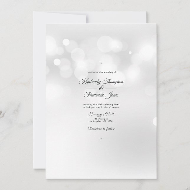 Convites Casamento com Bokeh Branco (Frente)