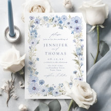 Casamento com Bordadura de Flor Silvestre Azul Ele