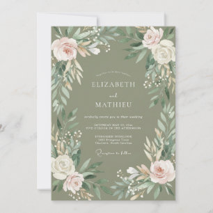 Convites Casamento com Bordadura Floral Salvia