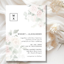 Casamento com Brasão de Monograma de Rosas Florais