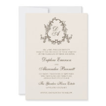 Casamento com Brasão Floral Monogramado Marrom Vin