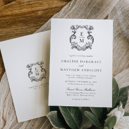 Convites Casamento com Brasão Monograma Barroco Antigo