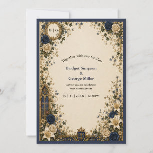 Convites Casamento com Brasão Monograma Gótico Real Medieva