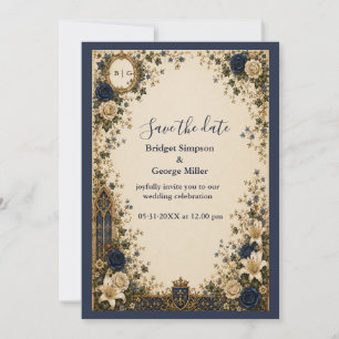 Convites Casamento com Brasão Monograma Gótico Real Medieva