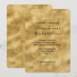 Convites Casamento com brilho de confete Dourado