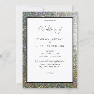 Convites Casamento com Brilho Prateado
