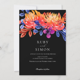 Convites Casamento com Buquê de Florais em Aquarela Chic El