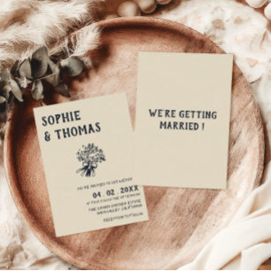 Convites Casamento com Buquê de Flores Silvestres Desenhada
