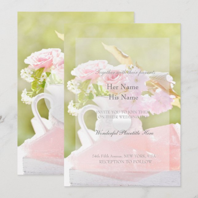 Convites Casamento com Buquê de Primavera fresco (Frente/Verso)