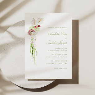 Convites Casamento com Buquê Floral em Cascata