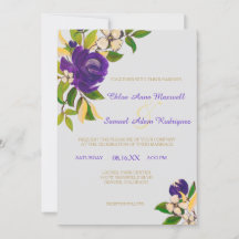 Casamento com Buquês Dourados de Água Roxos