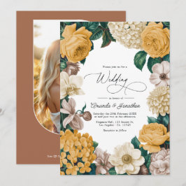 Convites Casamento com Buttercream, Marigold Suave e Blush 