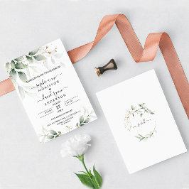 Convites Casamento com Caligrafia Dourada Eucalyptus Greene