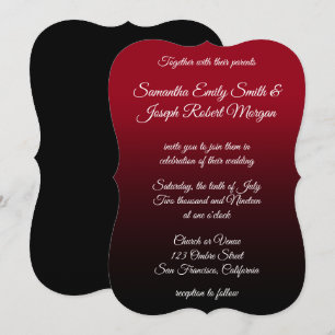 Convites Casamento com Caligrafia Elegante de Ombre Vermelh