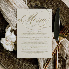 Convites Casamento com Caligrafia Elegante em Marfim e Dour