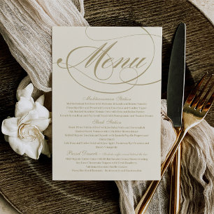 Convites Casamento com Caligrafia Elegante em Marfim e Dour