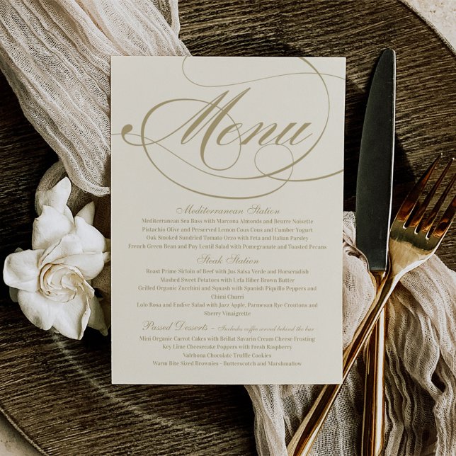 Convites Casamento com Caligrafia Elegante em Marfim e Dour (Criador carregado)