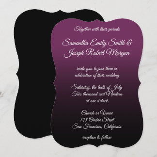 Convites Casamento com Caligrafia Elegante em Ombre Preto R