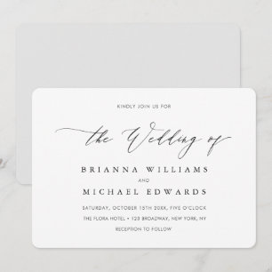 Convites Casamento com Caligrafia Elegante Simples