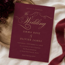 Casamento com Caligrafia em Dourado e Borgonha Ele