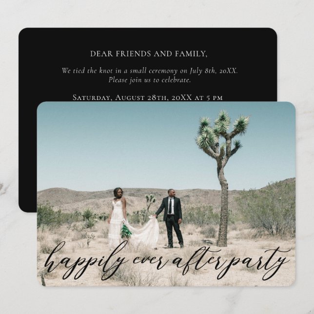 Convites Casamento com Caligrafia Moderna e Elegante para F (Frente/Verso)