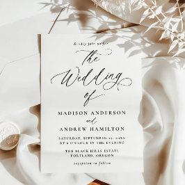 Convites Casamento com Caligrafia Preta Minimalista Moderna