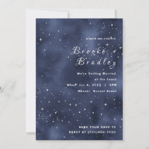 Convites Casamento com Campo de Estrelas Azul Escuro