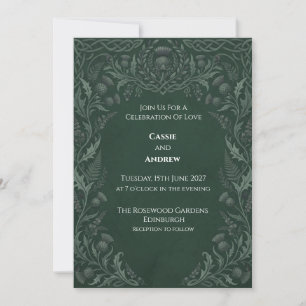 Convites Casamento com Cardo Celta Verde Escuro