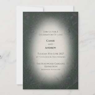 Convites Casamento com Cardo Nebuloso Verde Escuro
