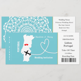 Convites Casamento com Cartaz de Embarque de viagem Portuga