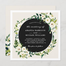 Convites Casamento com Champanhe White Greenery Floral Squa