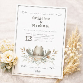Convites Casamento com chapéu de Cowboy Rústico