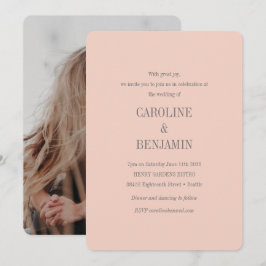 Convites Casamento com Cinza de Blush Moderno Elegante