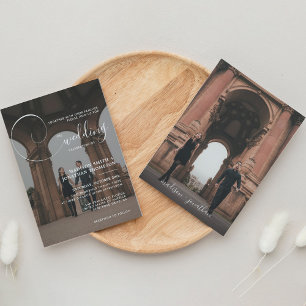 Convites Casamento com Cinza de Script de Caligrafia Elegan