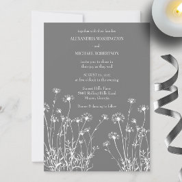 Convites Casamento com Cinzas e flor branca