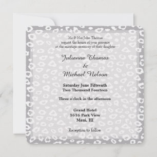 Convites Casamento com cinzas e Leopardo Branco