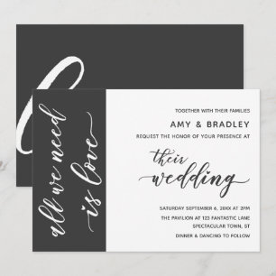 Convites Casamento com Cinzas Escuras e Script Moderno Bran