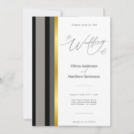 Convites Casamento com Cinzas Negras Douradas e Elegantes