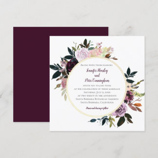 Convites Casamento com Círculo Dourado Cor-de-rosa Lavanda