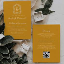 Convites Casamento com Código QR Amarelo Marigold Marigold