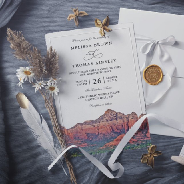 Convites Casamento com Código QR Boho de Destino de SEDONA  (Criador carregado)