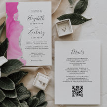 Casamento com Código QR de Agato de Prata Rosa Mod